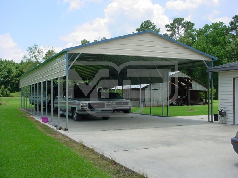 Carport | Vertical Roof | 24W x 61L x 10H | 2 Panels | 2 Gables