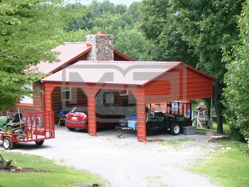 Carport | Vertical Roof | 22W x 26L x 9H | 1 Extended Gable | Side Entry Carport | Vertical Roof | 22W x 26L x 9H | 1 Extended Gable | Side Entry