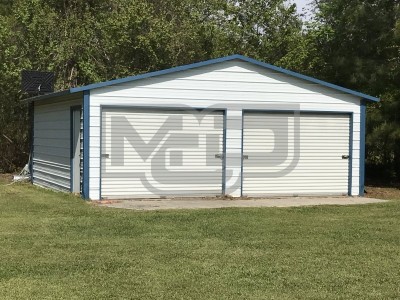 Metal Garage | Boxed Eave Roof | 20W x 21L x 8H | 2 Bays